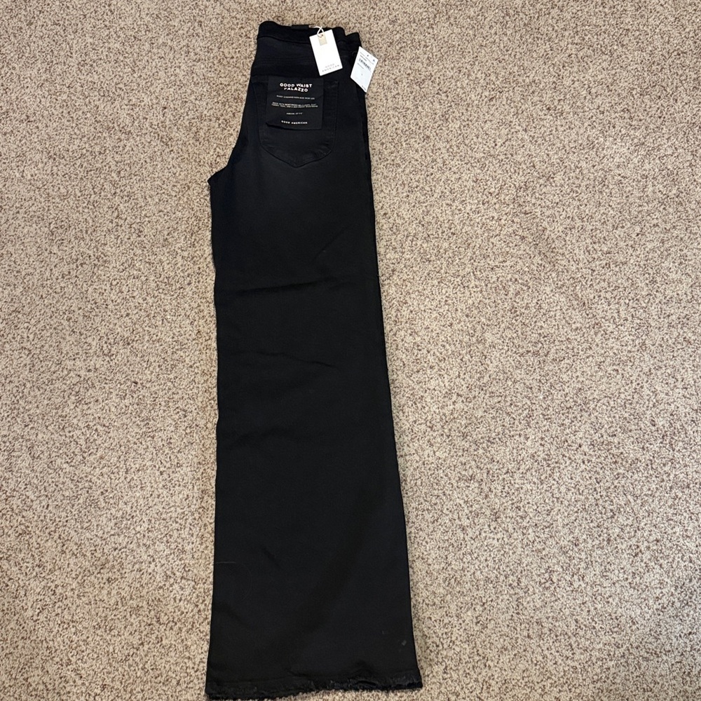 Good American Soft tech good waist Black Wide-Leg High-Waist Palazzo jeans - Picture 13 of 14